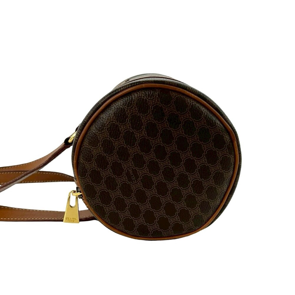 CELINE Vintage Magadham Blazon Triomphe Pattern Leather Handbag Mini Boston B... - Picture 5 of 10